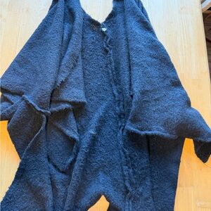 Black fuzzy overcoat